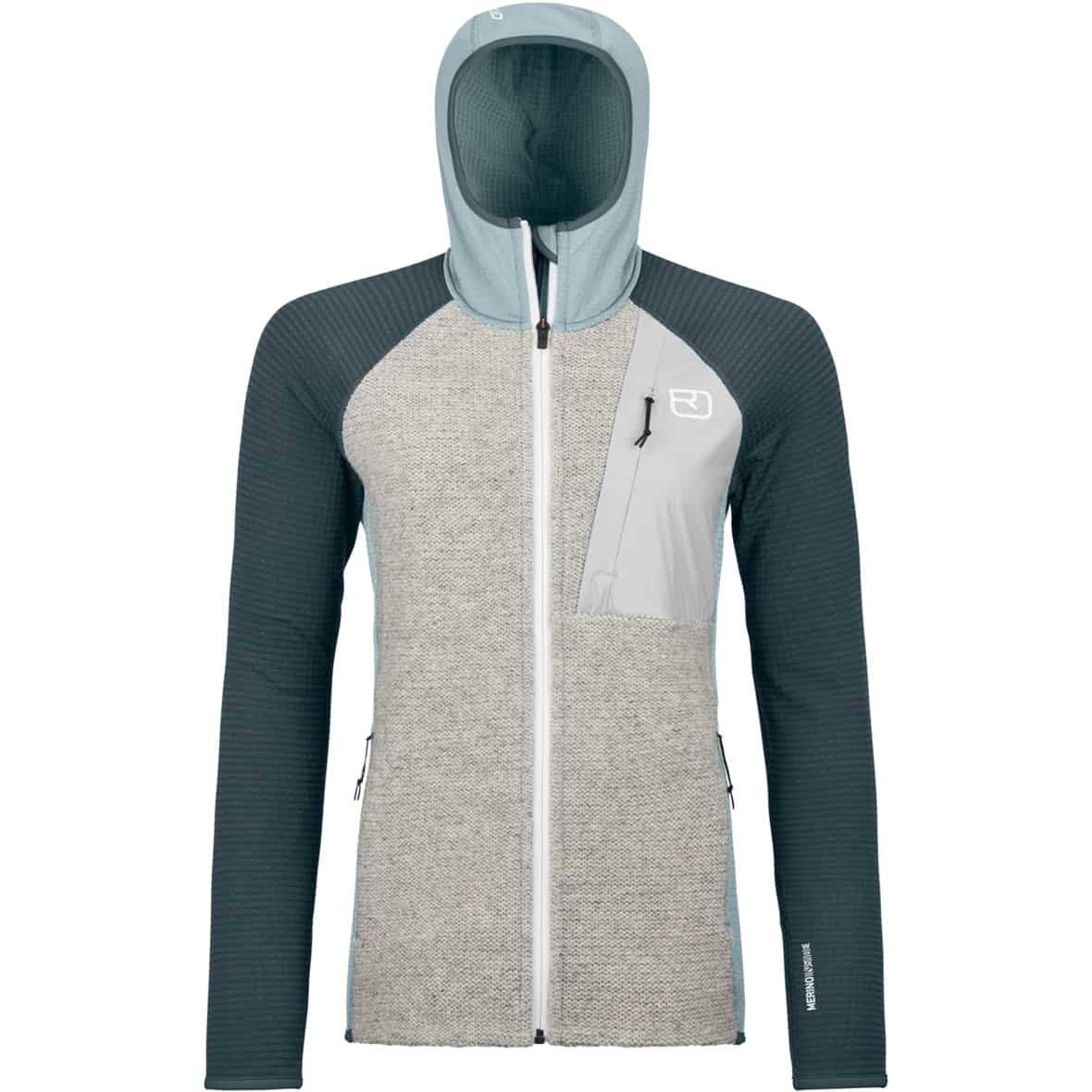 Grid Plus Classic Knit Hoody Damen Fleecejacke Grau_O00340 | S
