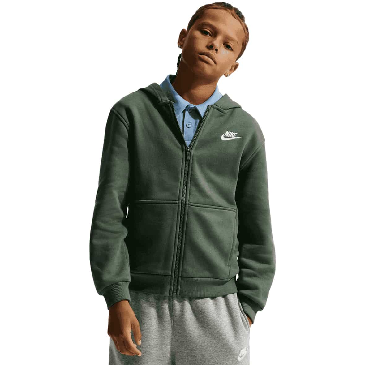 Sportswear Club Fleece Kinder Fleecejacke Oliv_305__CAMO GREEN/WHITE | S
