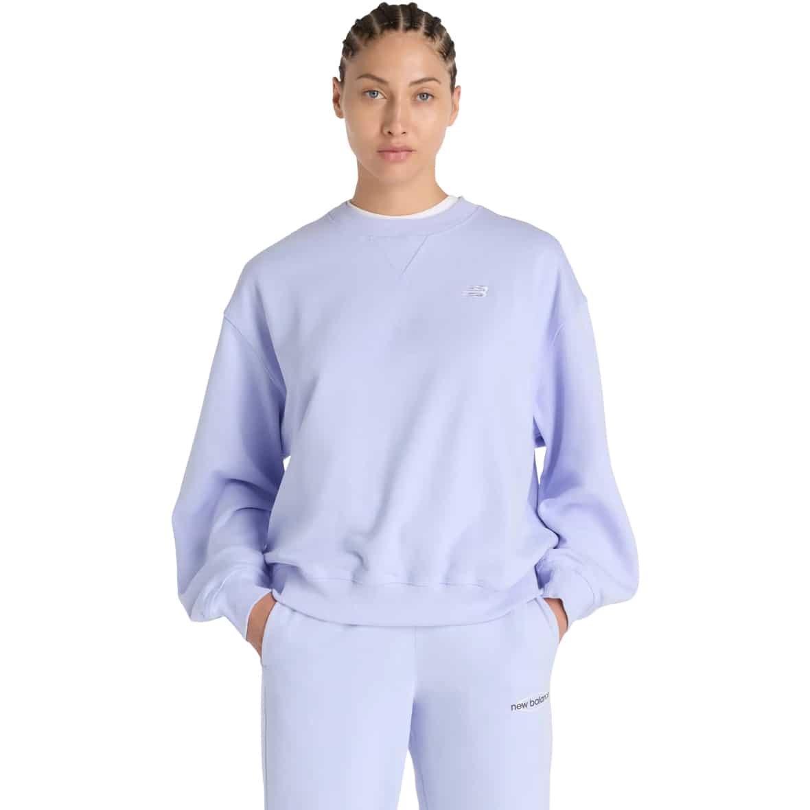 New Balance Athletics French Terry Crew Damen Sweatshirt ( Hellblau L Größe,)