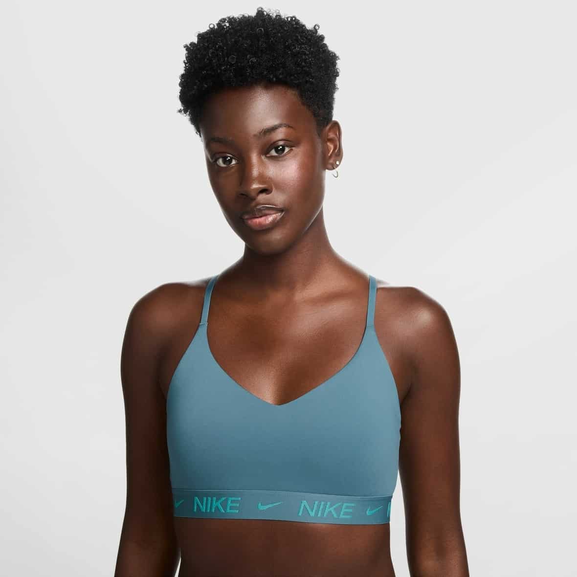 Nike W NK Dri-Fit Indy Light Support Bra Damen (Hellblau L Größe) Laufbekleidung