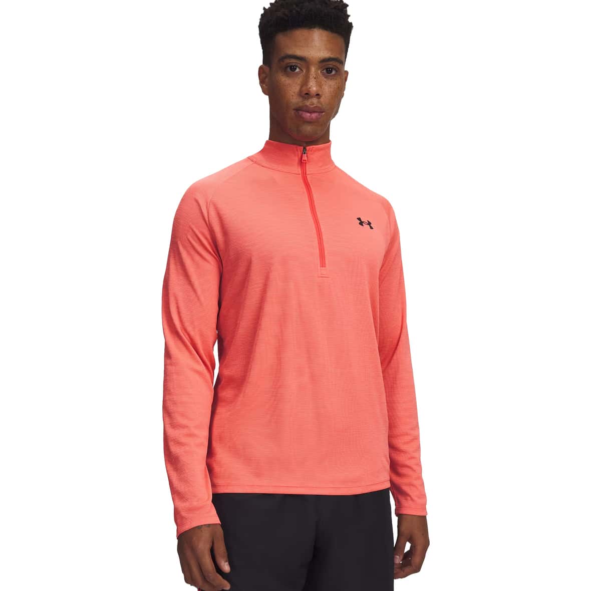 Tech Textured 1/2 Zip Herren Longsleeve Hellrot_690 | S