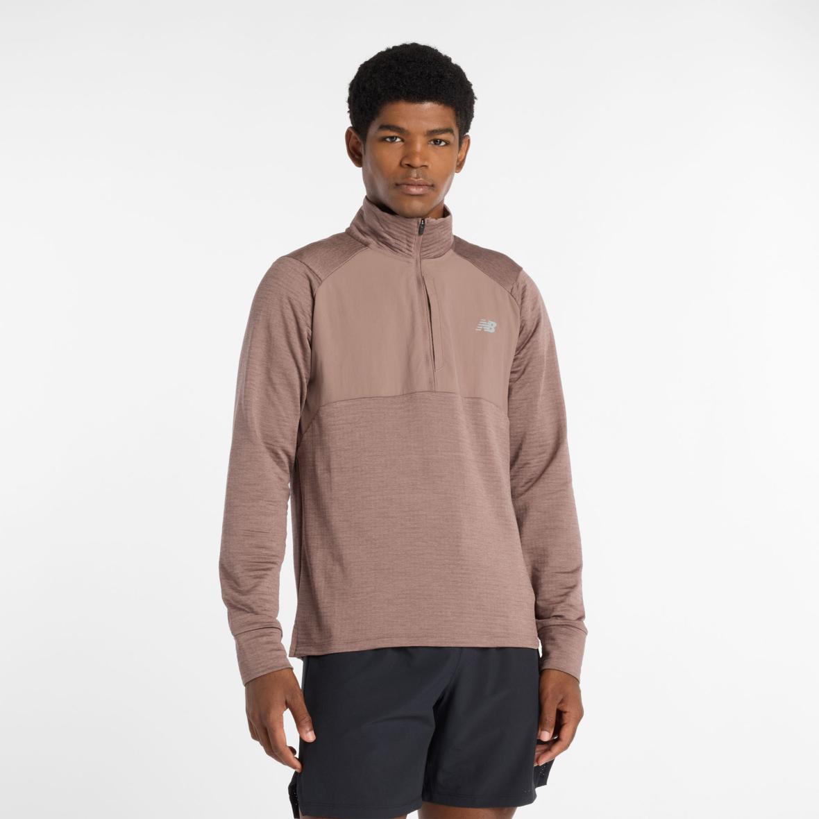 Athletics Heat Grid 1/2 Zip Herren Laufshirt Braun_EAT | XXL
