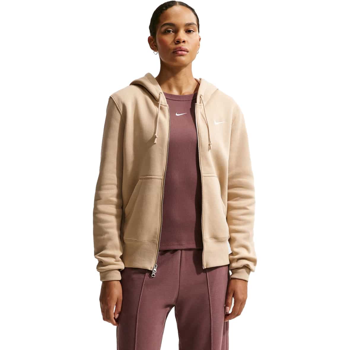 Nike Phoenix Fleece Standard Damen Zip-Hoodie ( Hellbraun XL Größe,)