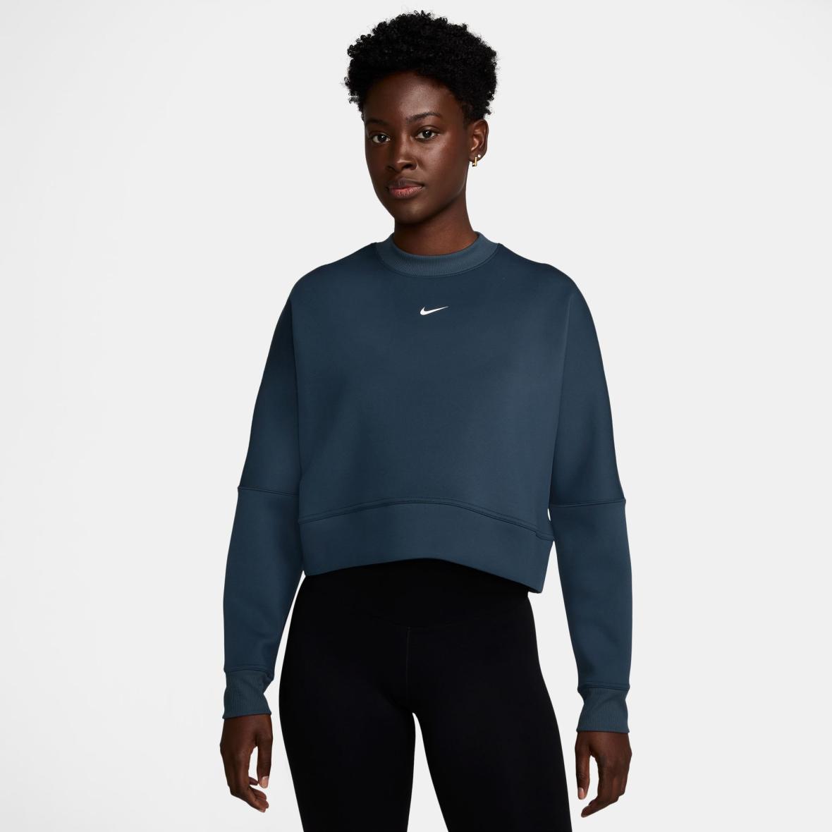 W NK Prima Dri-Fit Crew Top GG Blau_478__ARMORY NAVY/BARELY VOLT/WHITE | S