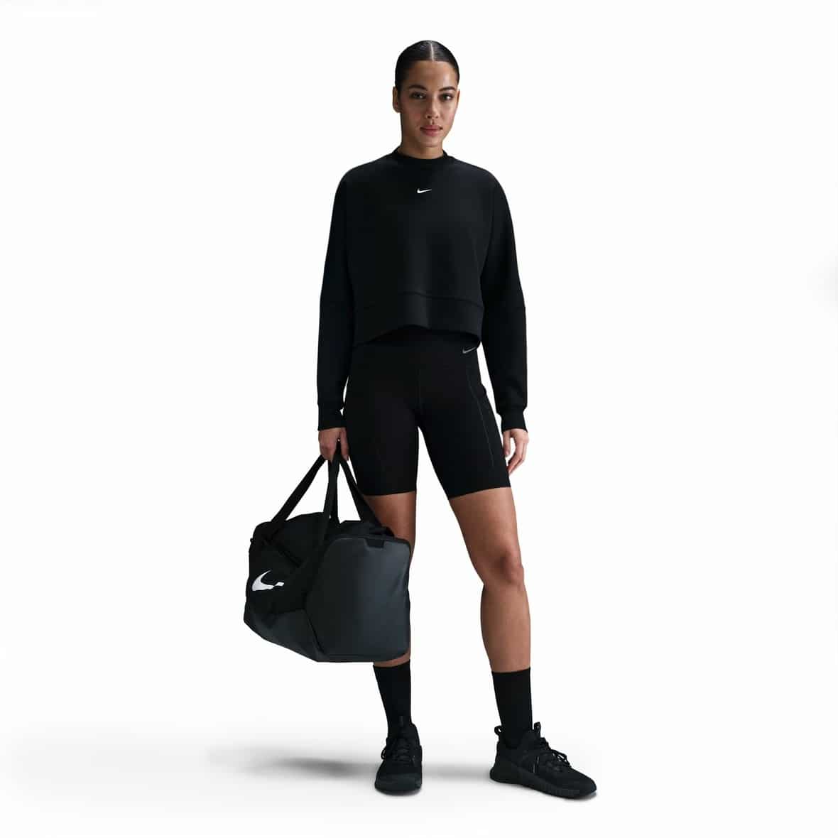 W NK Prima Dri-Fit Crew Top GG Schwarz_010__BLACK/COOL GREY/WHITE | L