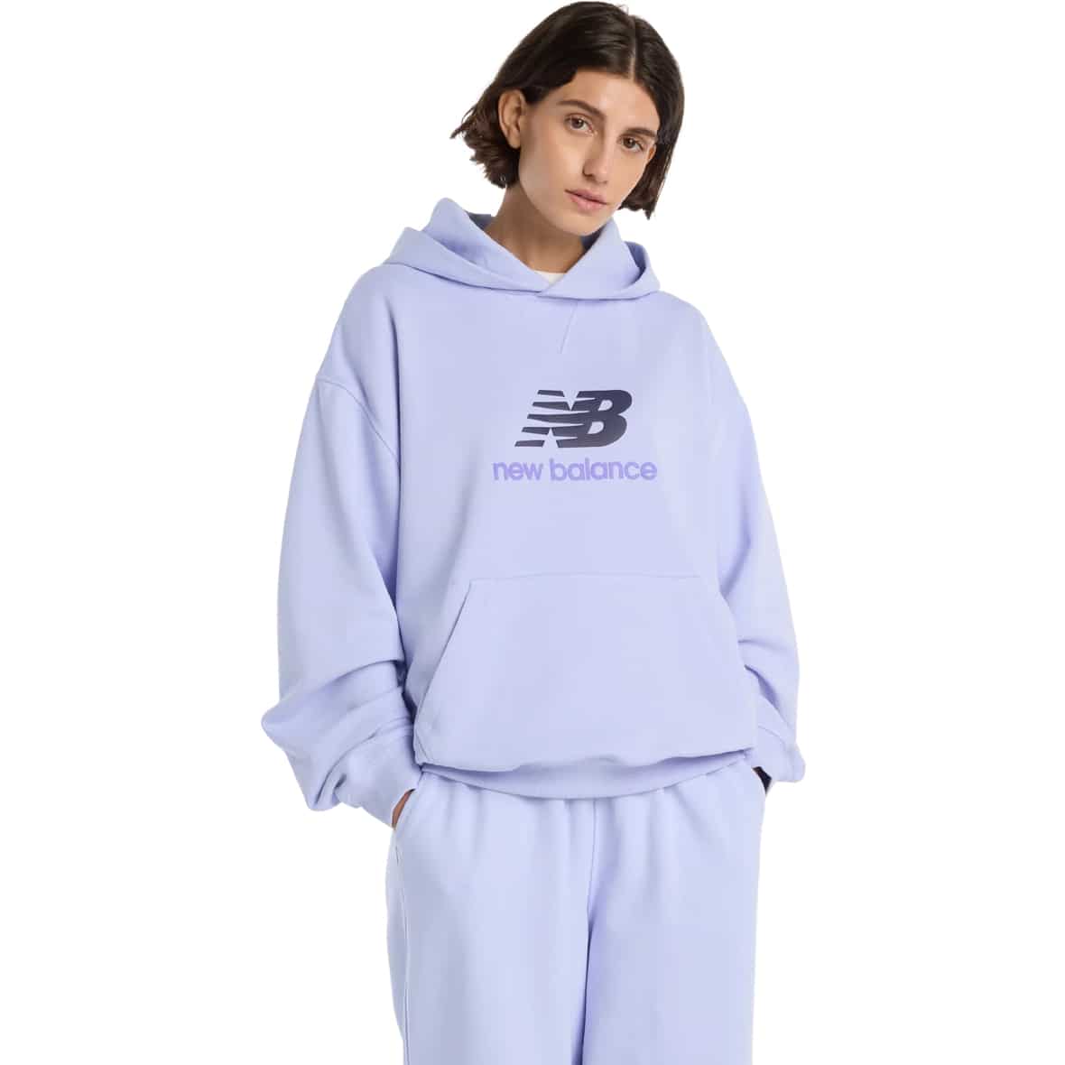 New Balance Athletics French Terry Logo Damen Hoodie ( Hellblau L Größe,)
