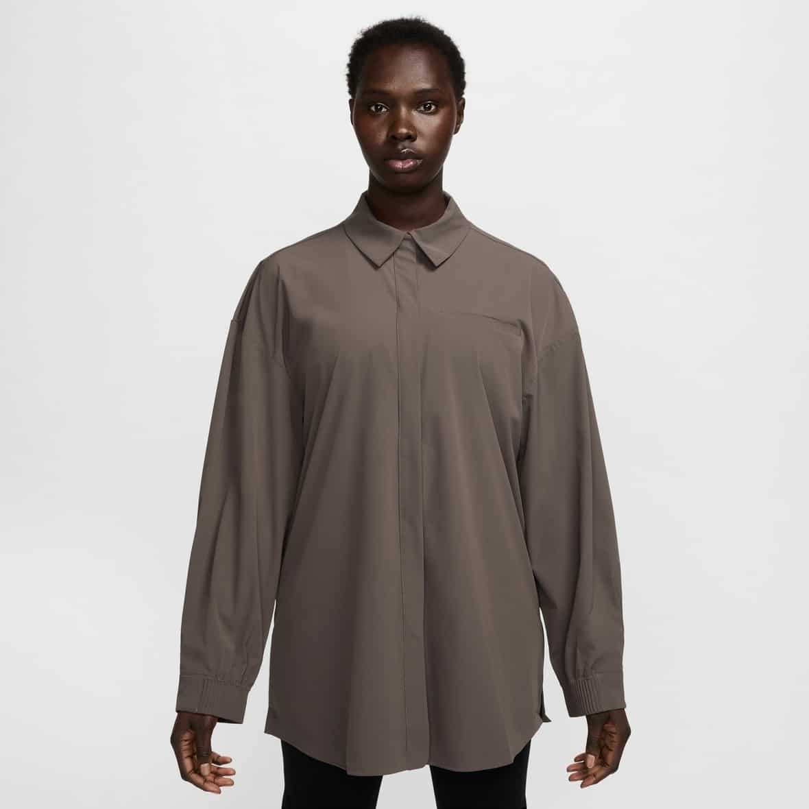 W NK ETC Dri-Fit LS Shirt Woven Braun_004__IRONSTONE/BAROQUE BROWN | M