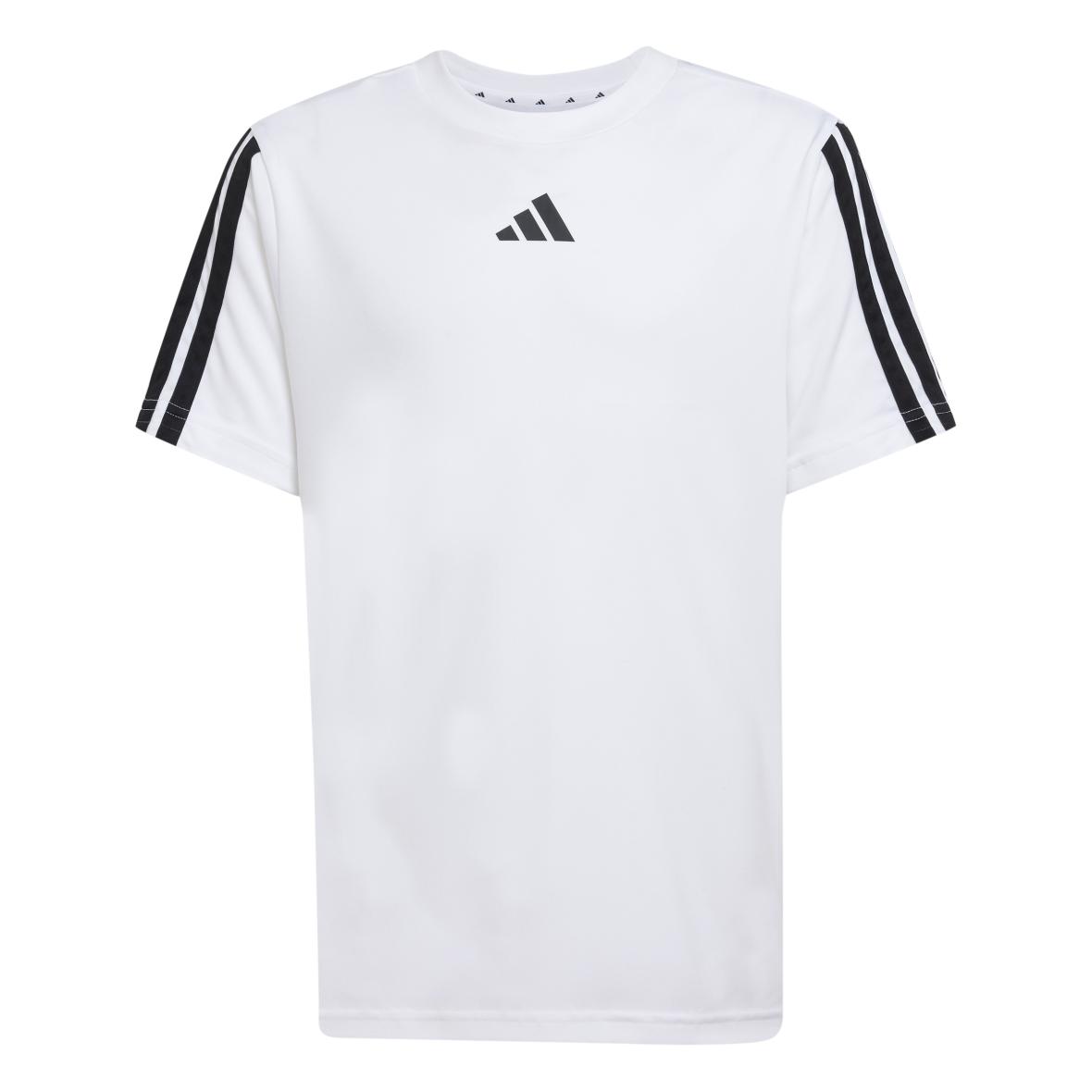 Train Essentials 3-Streifen Kinder T-Shirt Weiß_000__WHITE/BLACK | 128