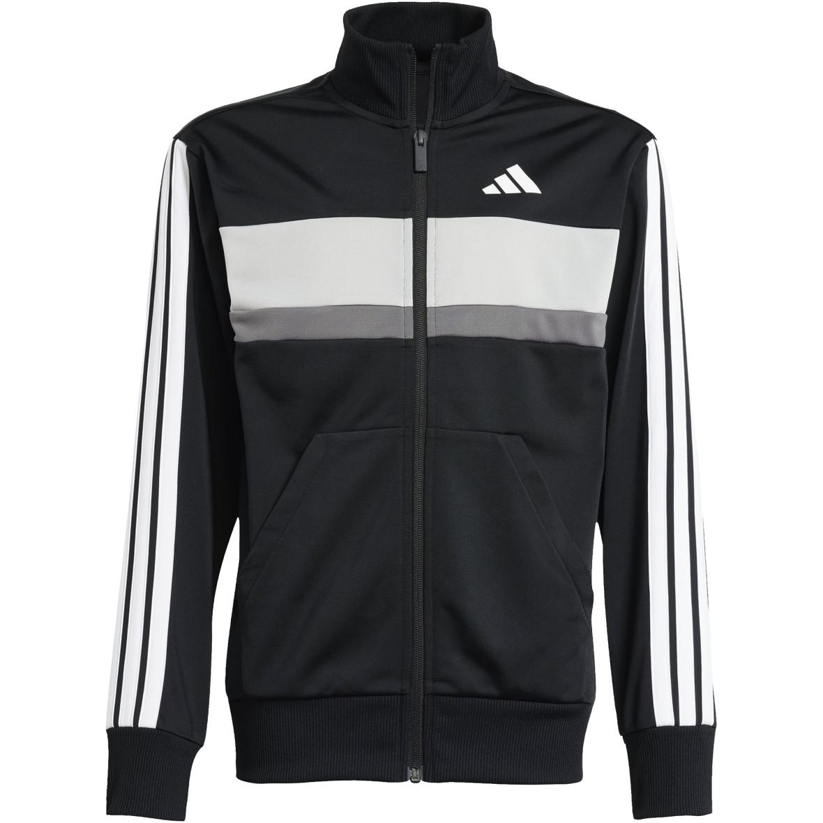 Seasonal Essentials Tiberio 3-Streifen Kinder Trainingsjacke Schwarz_000__BLACK/WHITE/GRETWO | 128