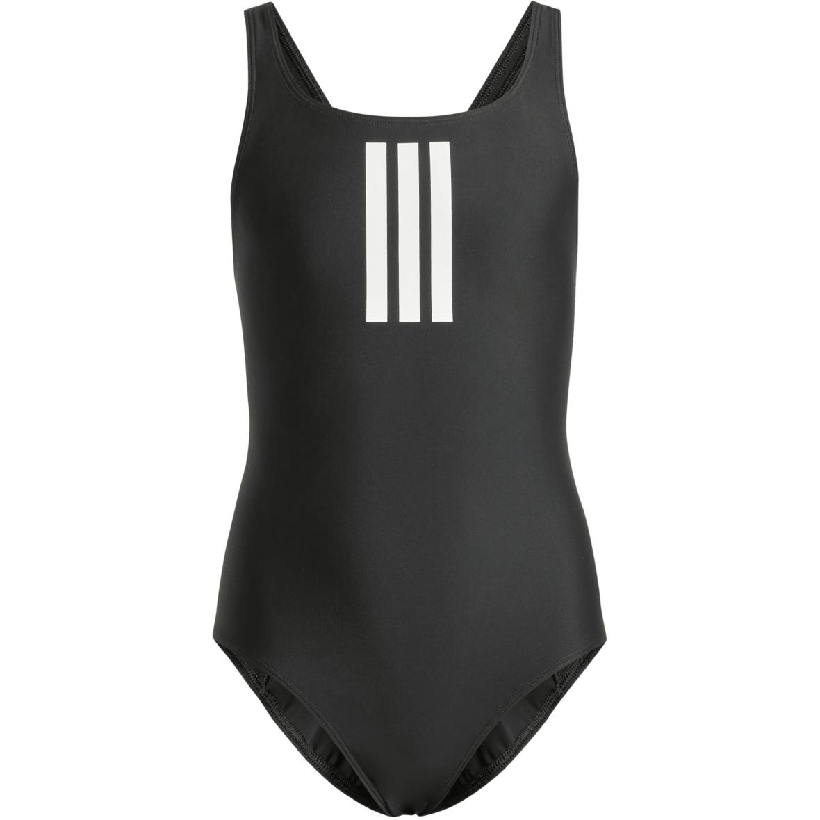 3-Streifen Kinder Badeanzug Schwarz_000__BLACK/WHITE | 128