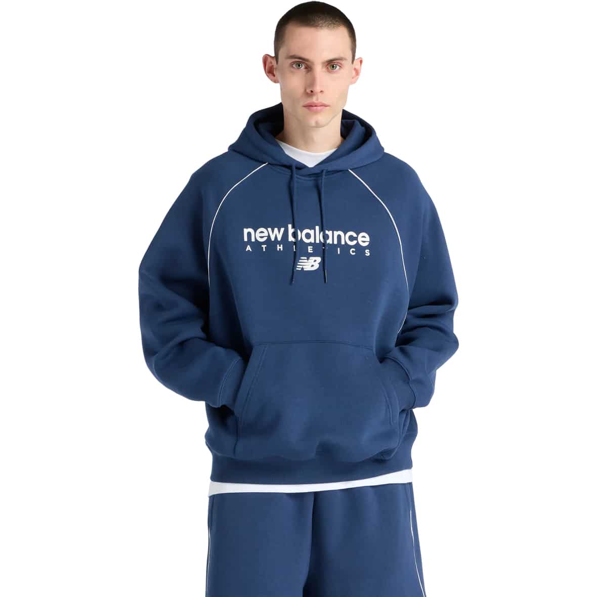 New Balance Linear Heritage Fleece Herren Hoodie ( Dunkelblau L)