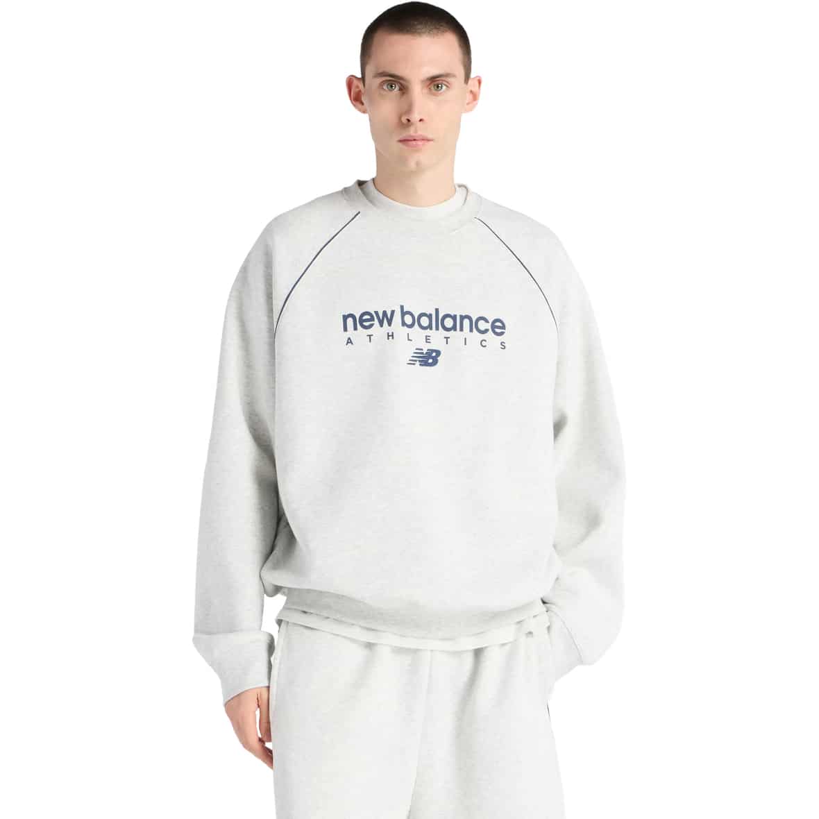 New Balance Linear Heritage Fleece Crew Herren Sweatshirt ( Hellgrau L Größe,)