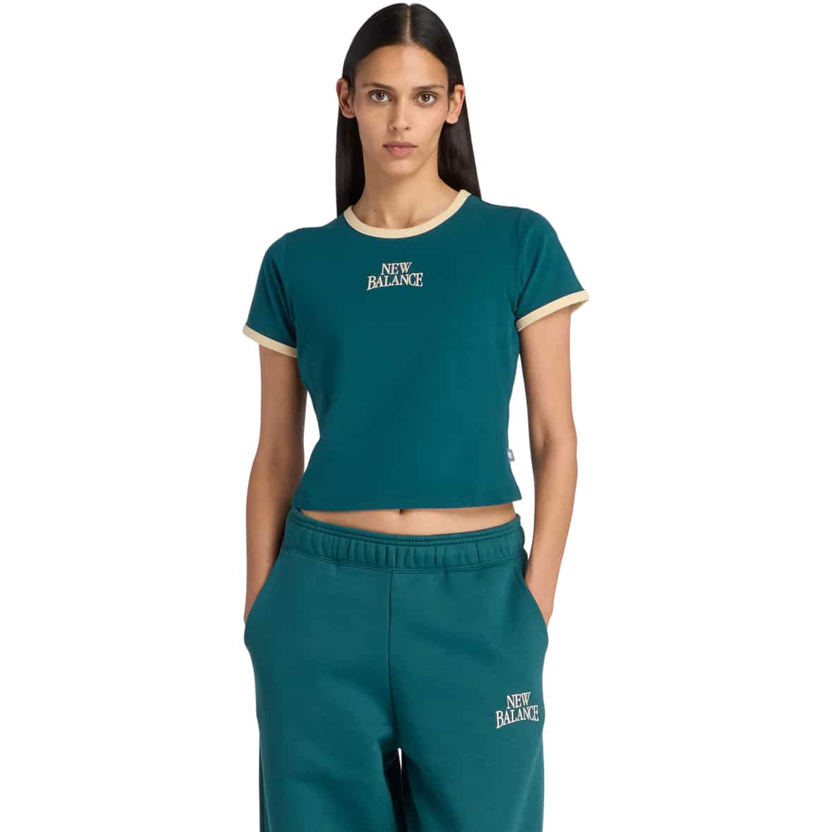 Linear Heritage Ringer Damen T-Shirt Dunkelgrün_AAV | M