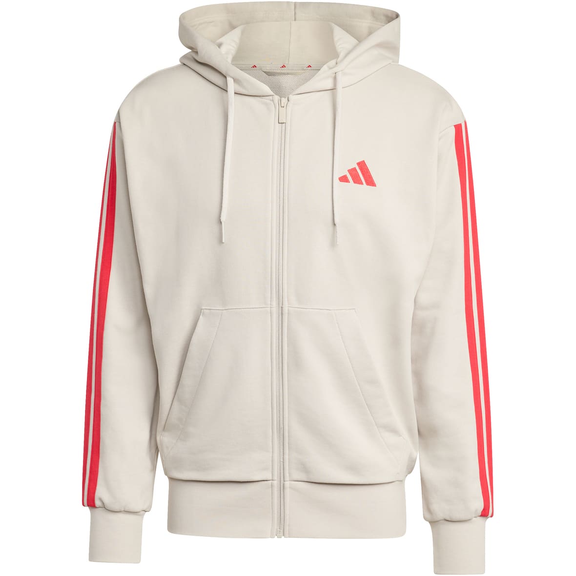 adidas 3 Stripes French Terry Herren Zip-Hoodie ( Hellgrau M Größe,)