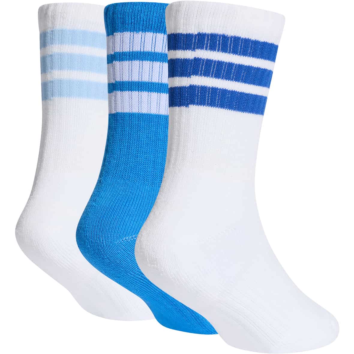 3 Stripes Cushioned Crew 3er-Pack Kinder Socken Blau_000__RAYBLU/WHITE/GLOBLU | 31-33