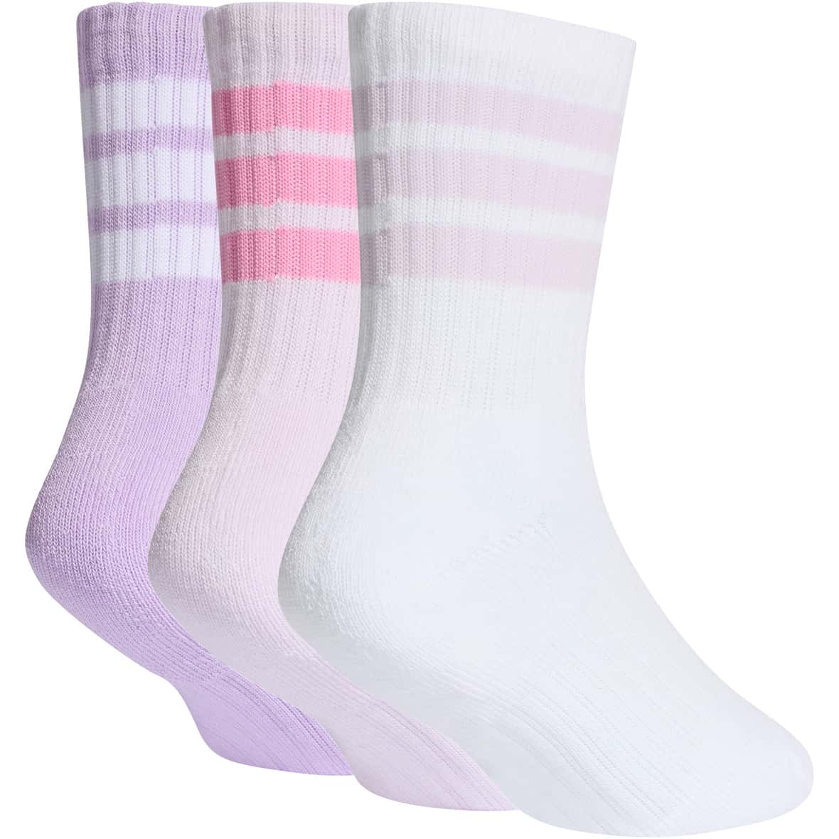 3 Stripes Cushioned Crew 3er-Pack Kinder Socken Flieder_000__POWPLU/WHITE/ICELAV | 31-33