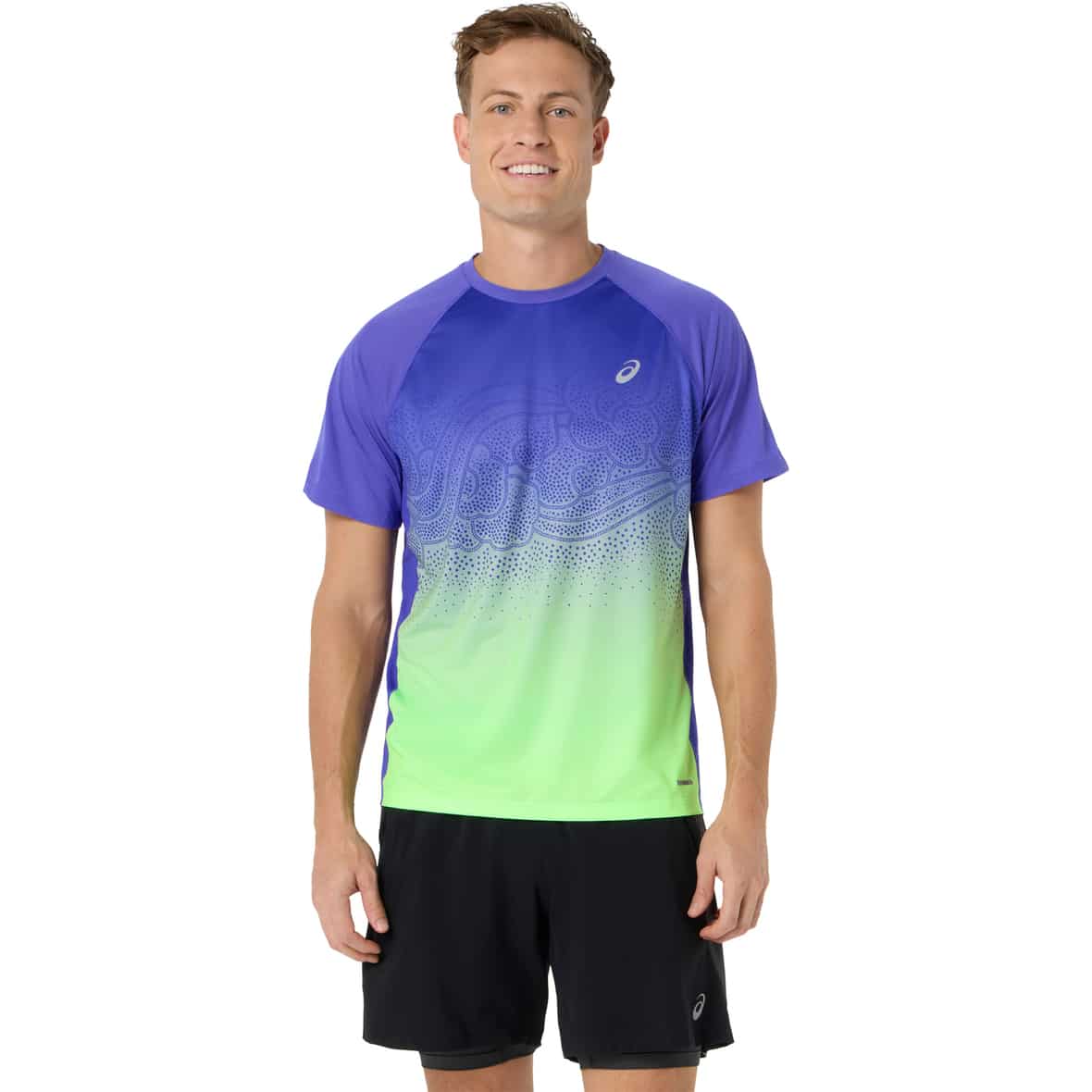 Road Fade Herren Laufshirt Bunt_401__COBALT BURST/ILLUMINATE GREEN | S
