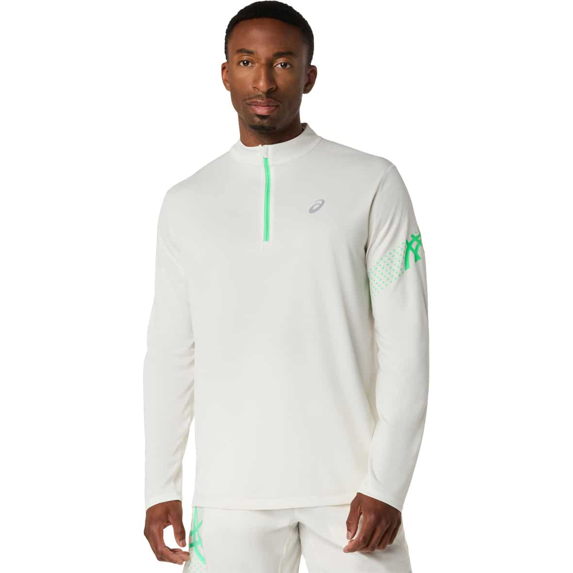 Icon LS 1/2 Zip  Herren Laufshirt Grün_100__CREAM/VITAL GREEN | 2XL