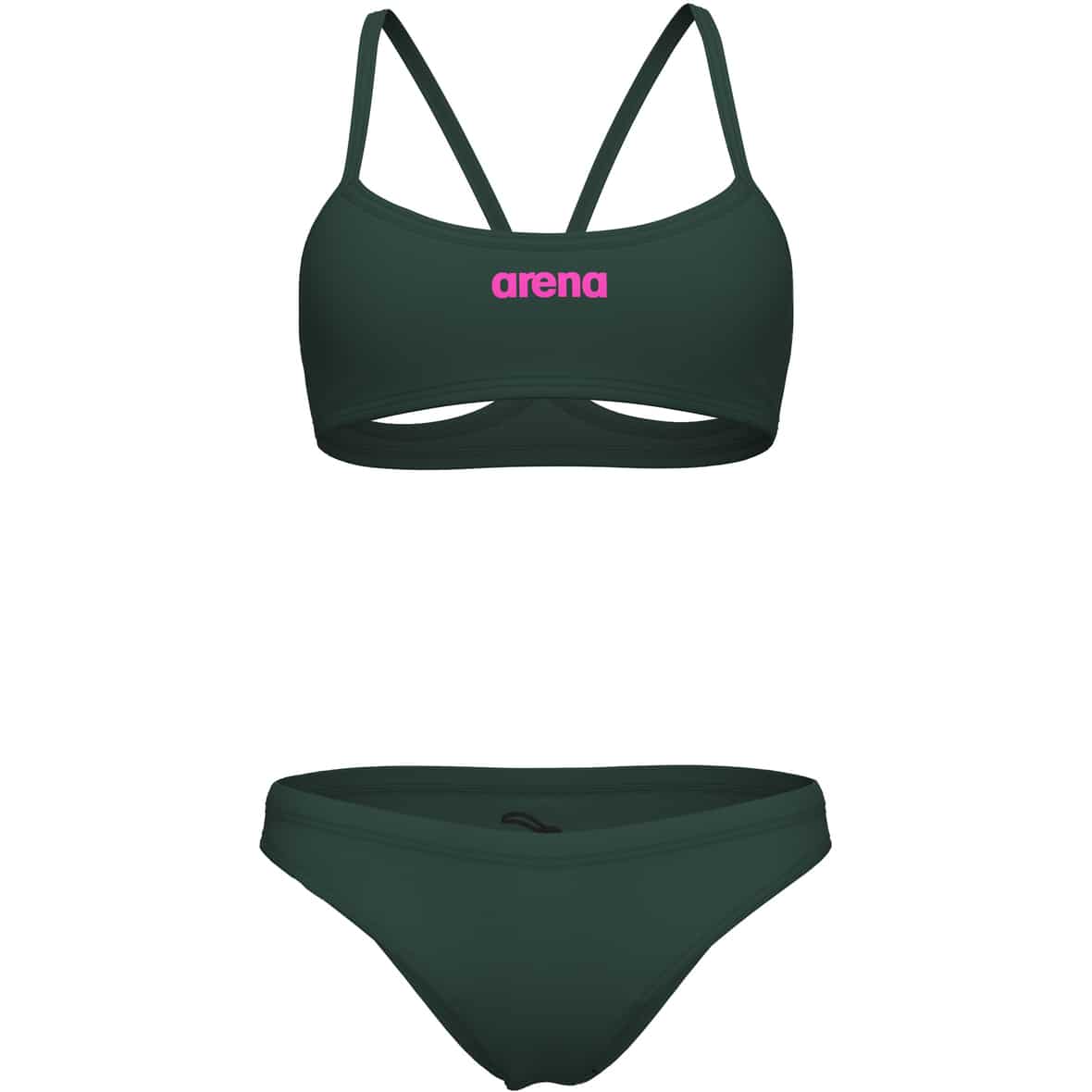 Bandeau Solid Damen Bikini Pink_609__DARK SAGE-SHOCKING PINK | 34