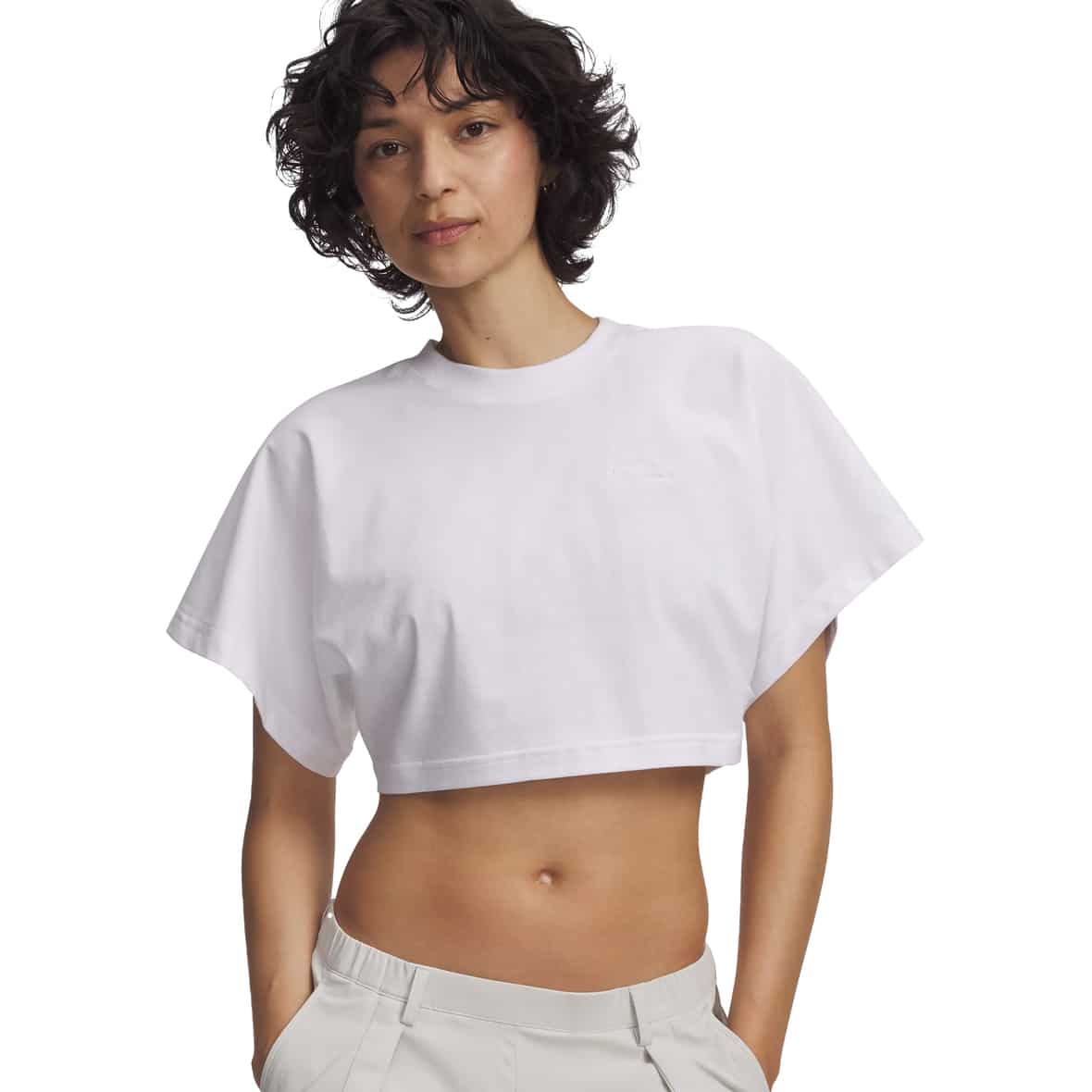 Cropped Script Damen T-Shirt Weiß_100 | S