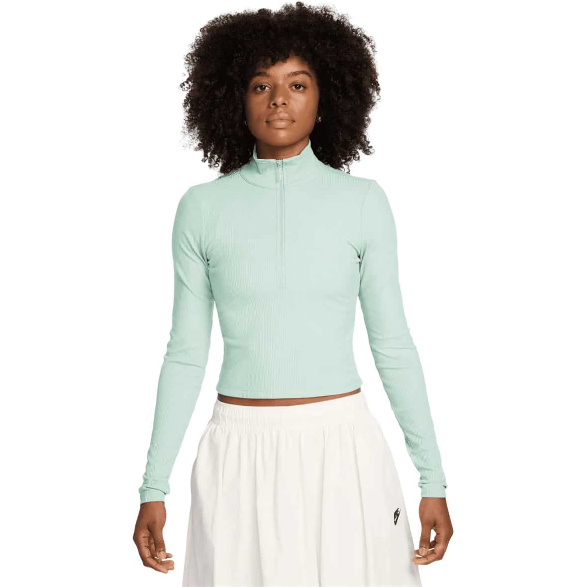 NSW Chill Knit Rib QZ Damen Longsleeve Hellgrün_394__BARELY GREEN/SAIL | XS