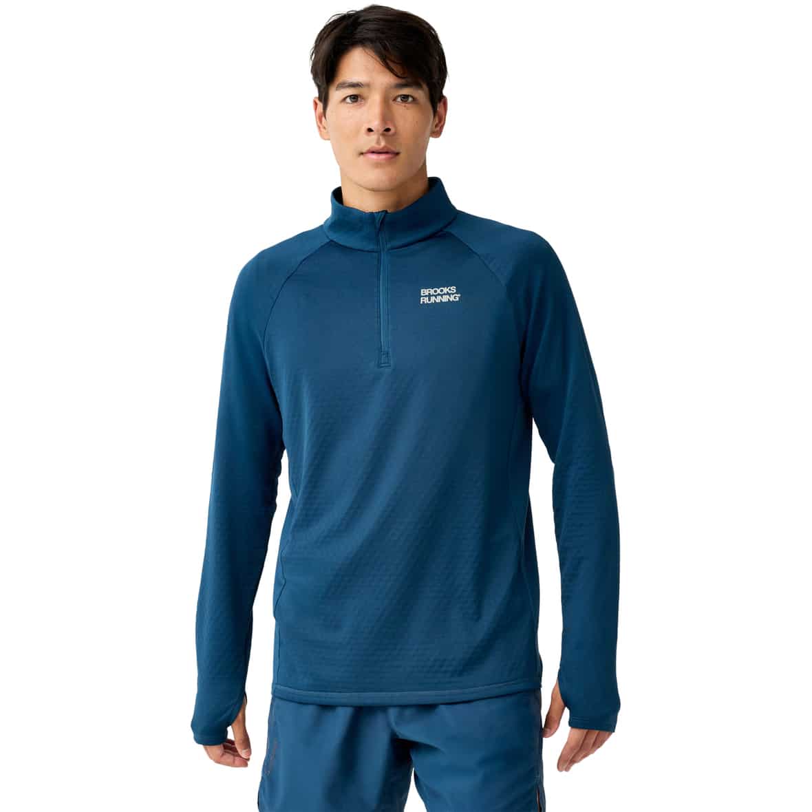 Thermal Reflective 1/2 Zip Herren Laufshirt Blau_427__INDIGO/REFLE | S