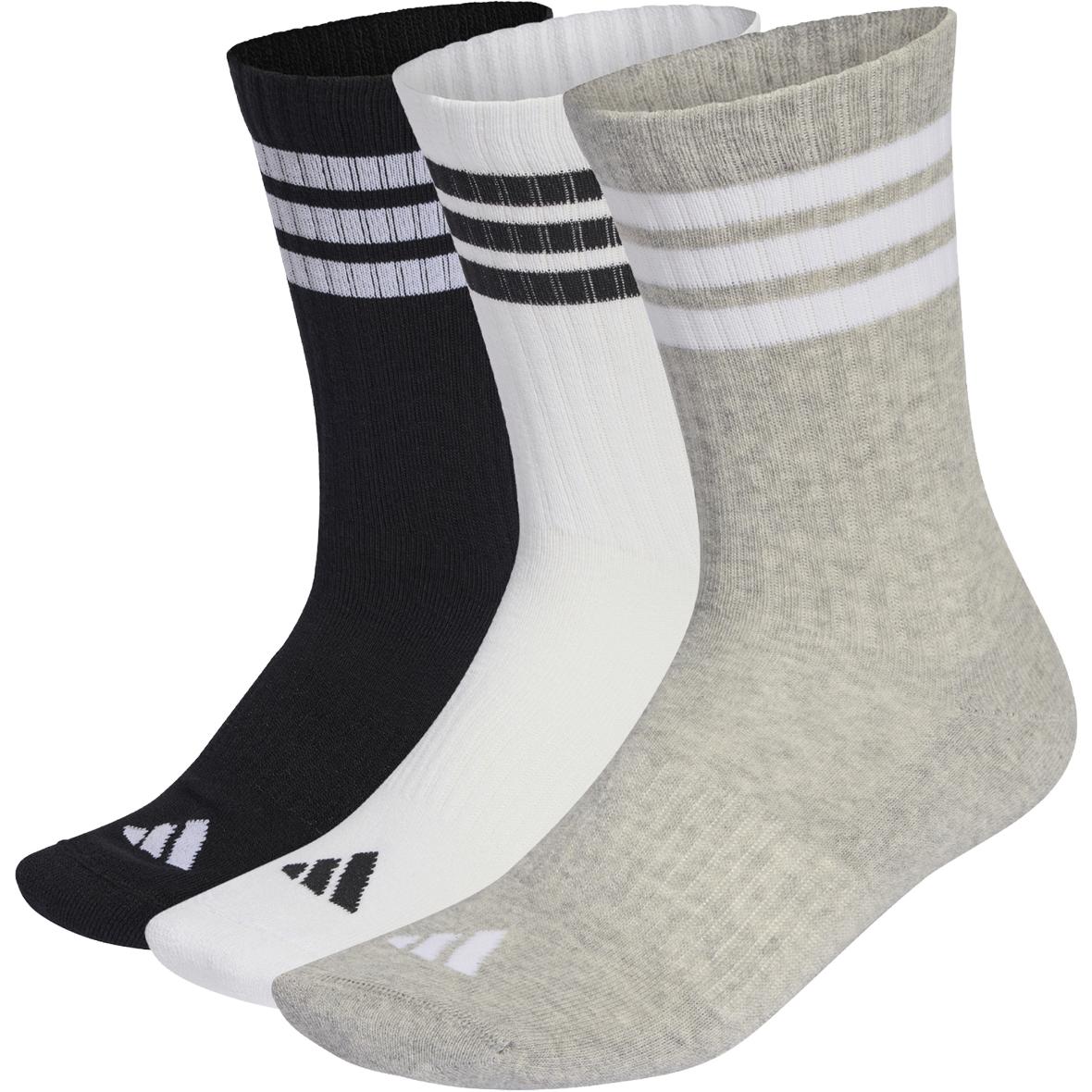 3-Stripes Cushioned Crew 3er-Pack Socken Hellgrau_000__MGREYH/WHITE/BLACK | XXL