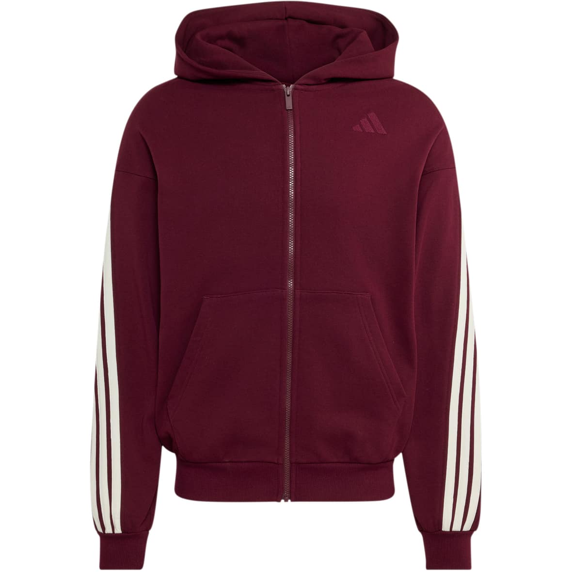 Kit 3 Stripes Full Zip Herren Hoodie Dunkelrot_000__MAROON/OWHITE | L