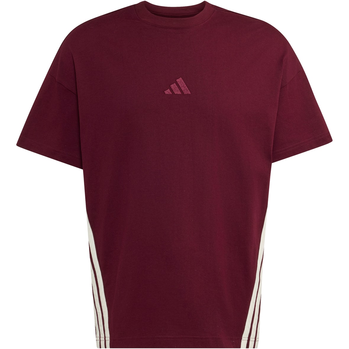 Kit 3 Stripes Loose Herren T-Shirt Dunkelrot_000__MAROON/OWHITE | S