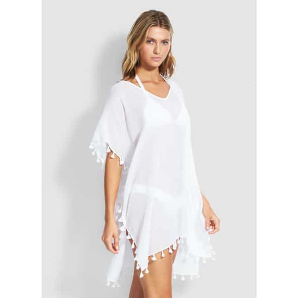 Seafolly Amnesia Kaftan Damen Kleid (Weiß One Size) Blusen