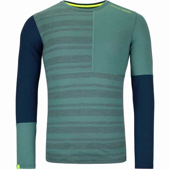 Ortovox 185 Rock'n'Wool Long Sleeve M Herren Funktionsunterhemd (Petrol S ) Fitnessbekleidung