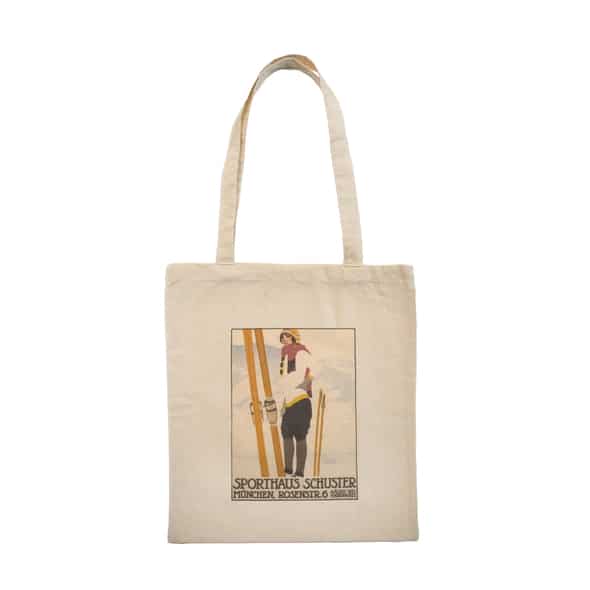 ASMü Baumwolltasche Skifahrerin 1920 Unisex (Beige one size)